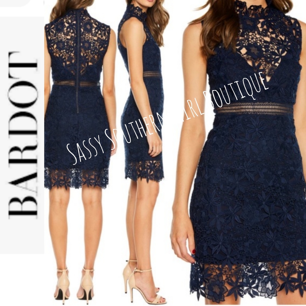 ⭐🆕BARDOT navy blue lace dress